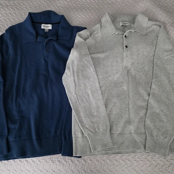 Goodfellow & Co Polo Sweater Men’s M Blue Pullover Knit, Ribbed Cuffs, Regular - Picture 3 of 6